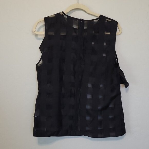 CQ by CQ Windowpane Ruffled Asymmetrical Black Zipper in Back Size M - Picture 11 of 14